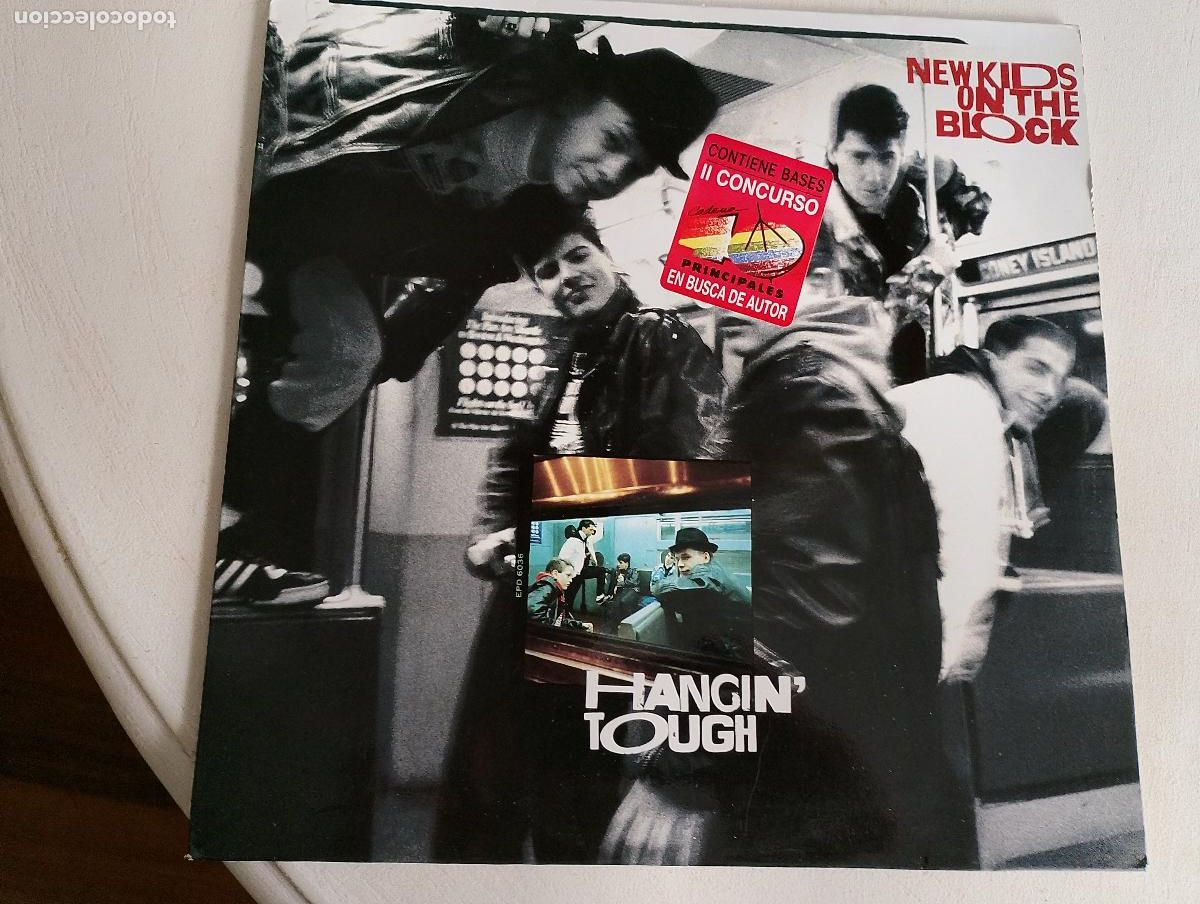 Discos de vinilo: New Kids On The Block &ndash; Hangin' Tough,ed espa&ntilde;ola,1988 Hip Hop, Rock, Pop, contiene las bases,la hoj