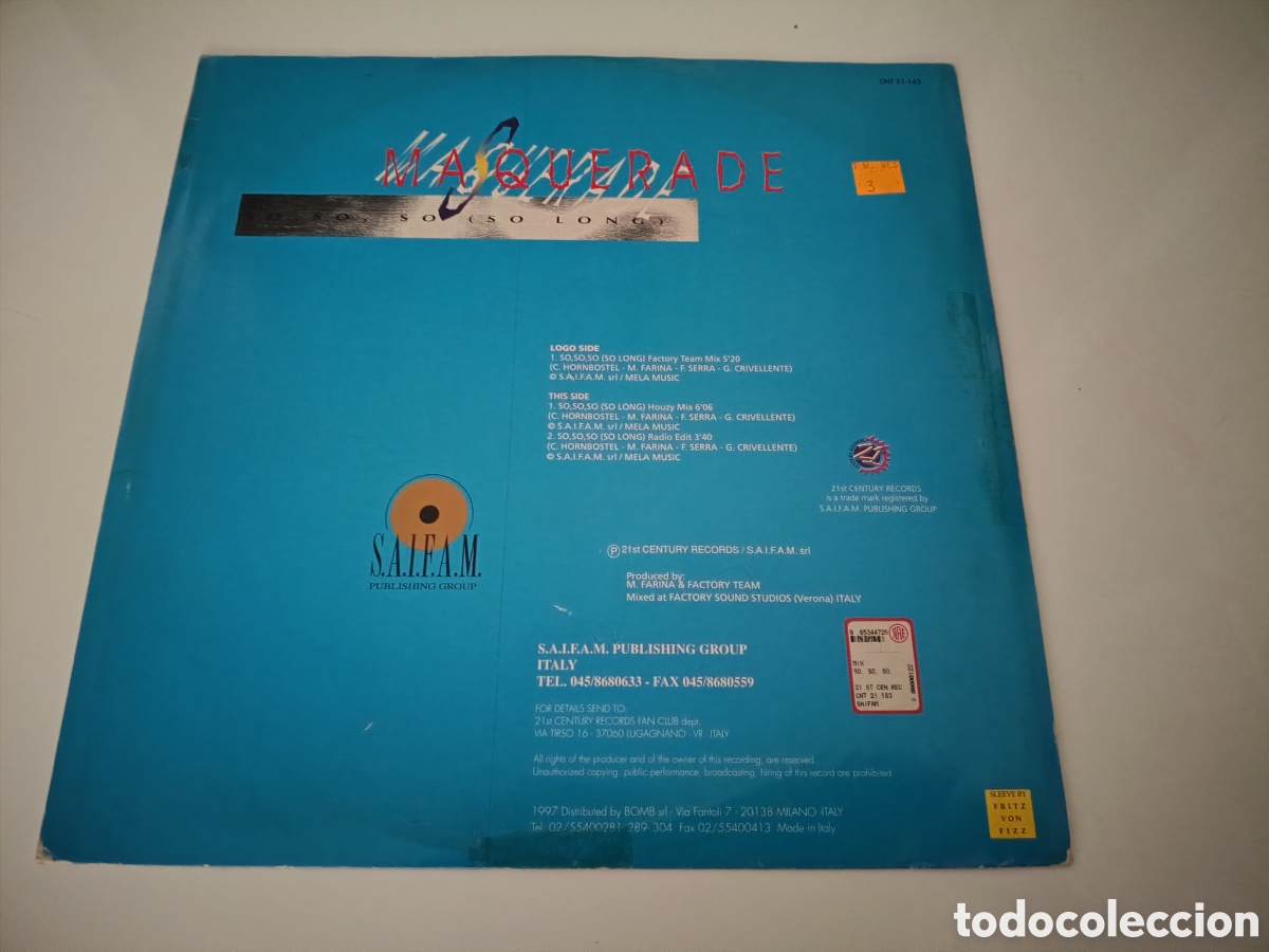 Discos de vinilo: Masquerade&nbsp;-&nbsp;So, So, So (So Long) - Foto 2