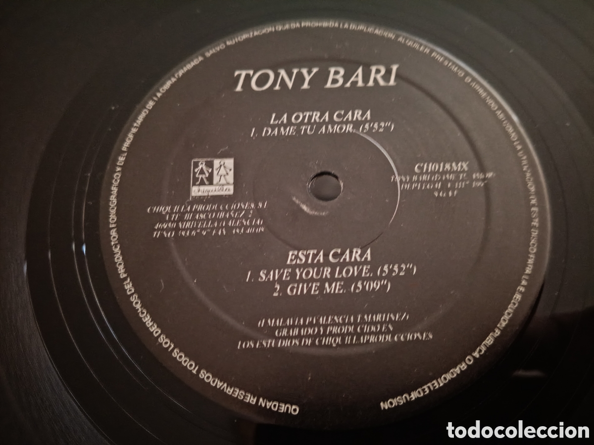 Discos de vinilo: Tony Bari&nbsp;&ndash;&nbsp;Dame Tu Amor