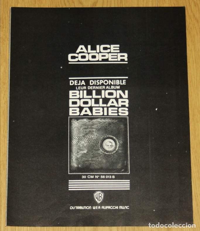 Discos de vinilo: ALICE COOPER - Billion Dollar Babies - 1973 Original France Promo Album Advert Publicidad