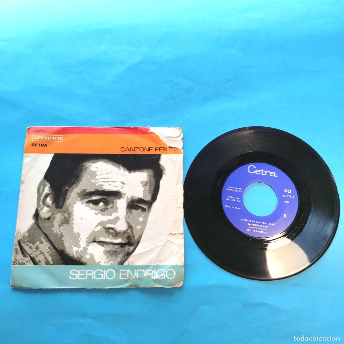Discos de vinilo: SERGIO ENDRIGO - CANZONE PER TE / LA TRAONTANA ** SINGLE VERGARA ** JUANI