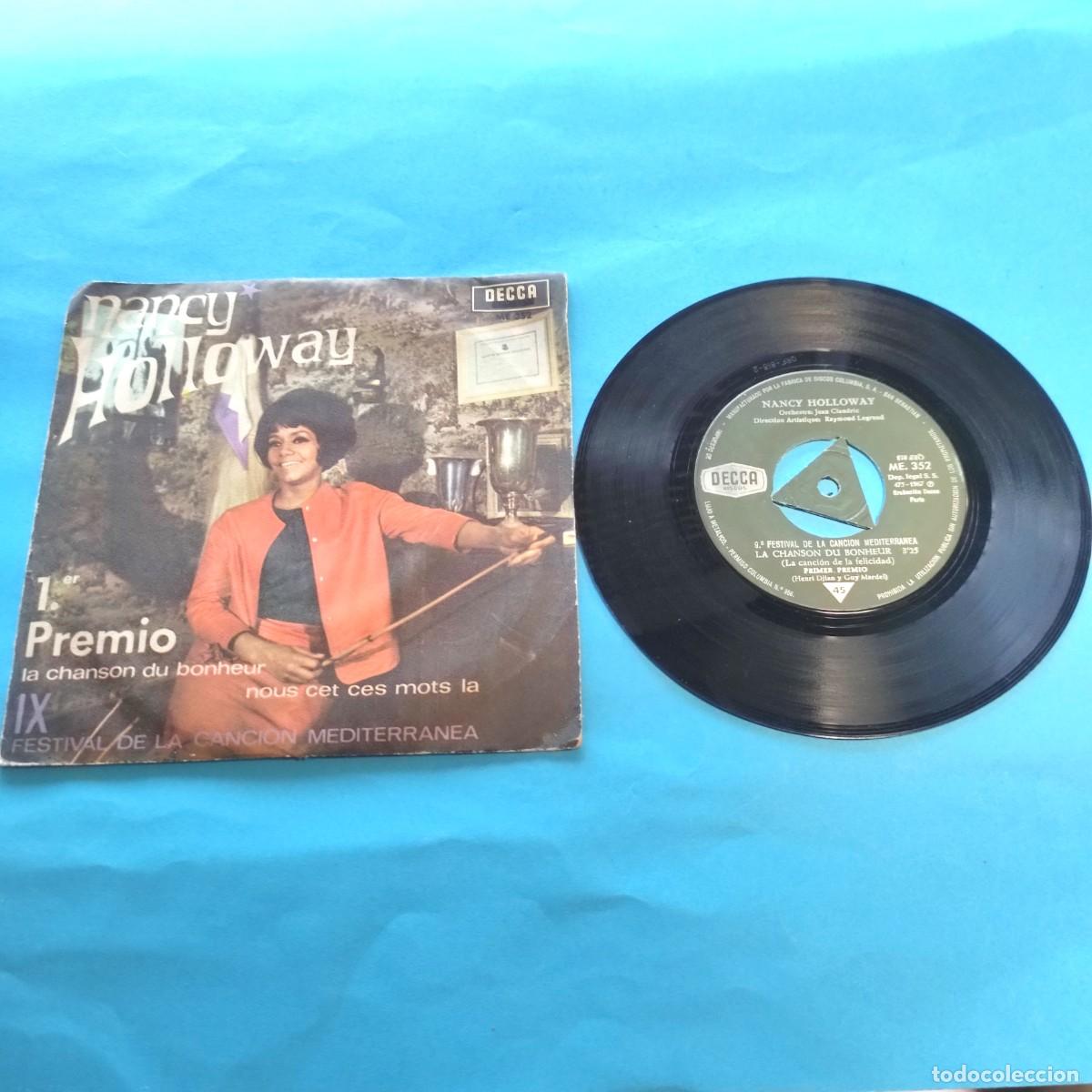 Discos de vinilo: Nancy Holloway. Nous et ces mots la/ La chanson du bonheur. IX Festival Cancion Mediterranea *JUANI