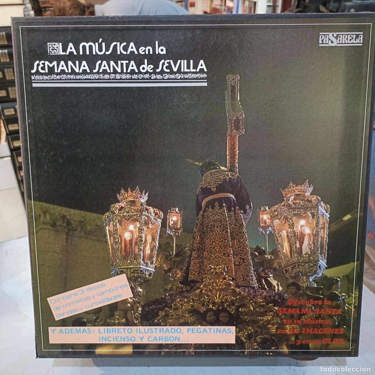 Discos de vinilo: La M&uacute;sica en la Semana Santa de Sevilla - Caja, contiene 3 LPs. + Libreto - Pasarela 1988