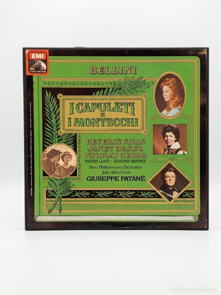 Discos de vinilo: BELLINI I CAPULETI E I MONTECCHI - BEVERLY SILLS JANET BAKER GEDDA - CAJA 3 LP + LIBRETO - EMI 1976