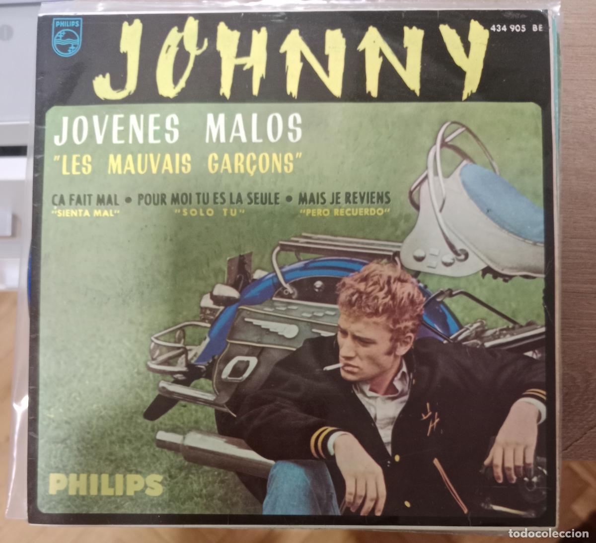 Discos de vinilo: Johnny Hallyday &ndash; Jovenes Malos = Les Mauvais Gar&ccedil;ons single 1964