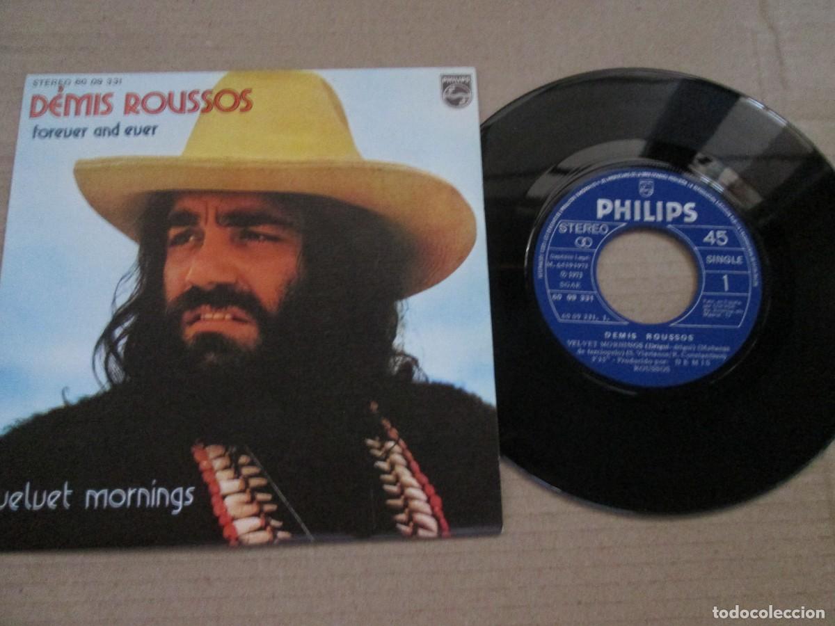 Discos de vinilo: DEMIS ROUSSOS - Forever and ever / Velvet Mornings. Single, ed espa&ntilde;ola 7&rdquo; 1973. Magn&iacute;fico VG+/NM