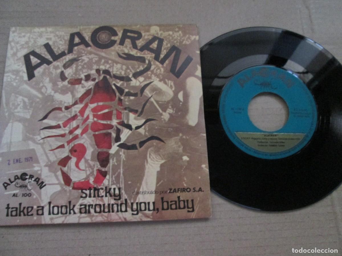 Discos de vinilo: ALACRAN - Sticky / Take a Look around You Baby. Single, ed espa&ntilde;ola 7&rdquo; 1970. Magn&iacute;fico estado VG+/NM
