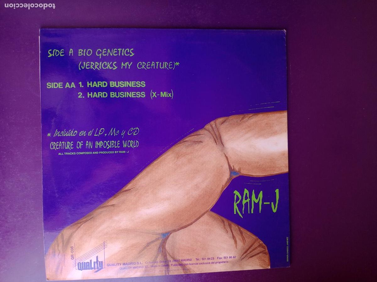Discos de vinilo: Ram-J &lrm;&ndash; Bio Genetics (Jerricks My Creature)- MAXI QUALITY 1991 - ELECTRONICA TECHNO - Foto 2