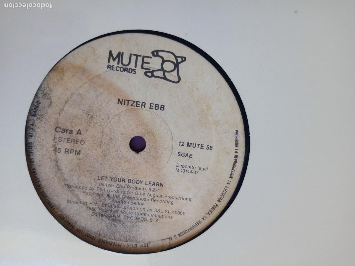 Discos de vinilo: Nitzer Ebb &lrm;&ndash; Let Your Body Learn - MAXI MUTE 1987 - ELECTRONICA
