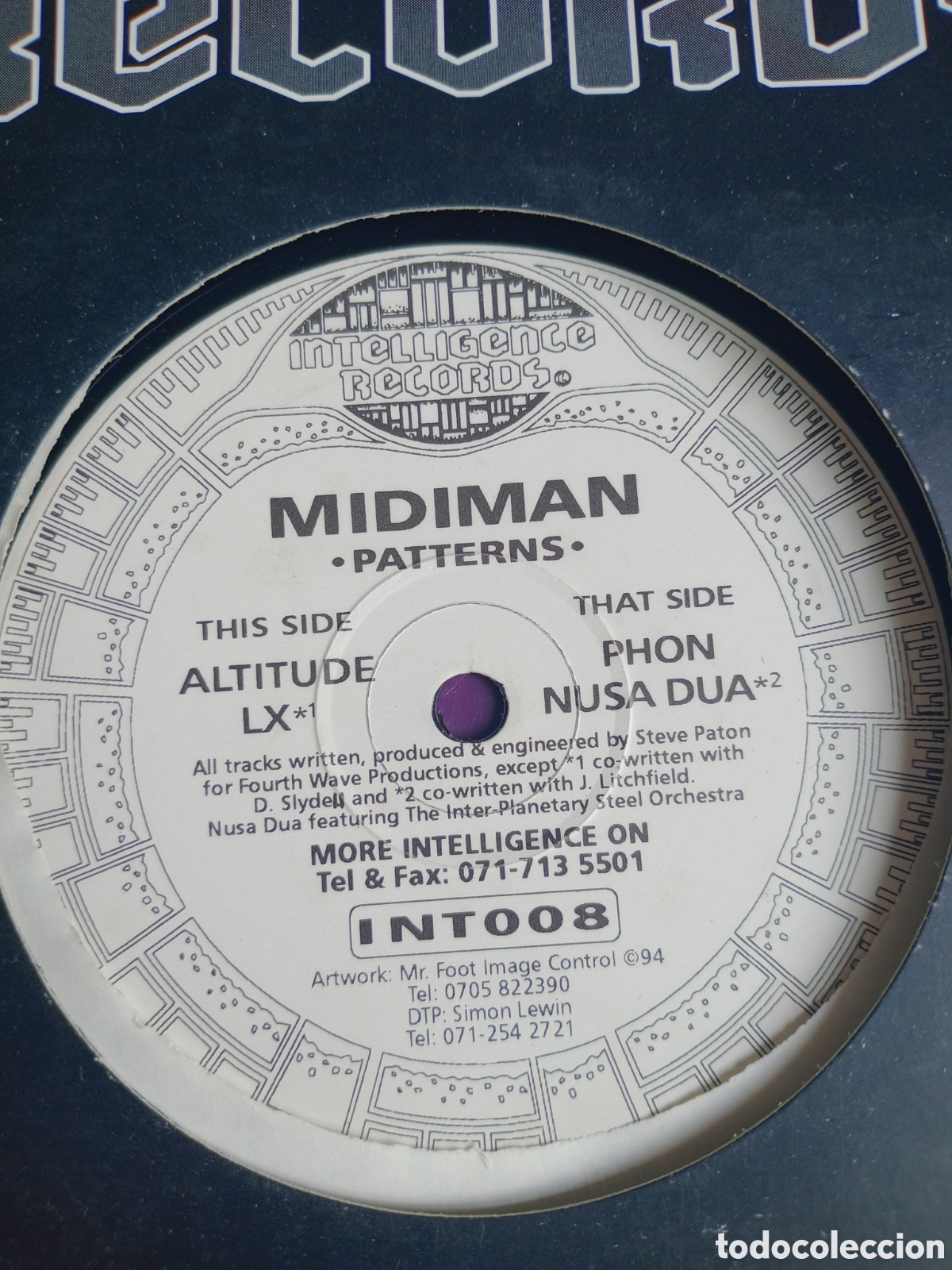 Discos de vinilo: Midiman &lrm;&ndash; Patterns - MAXI INTELLIGENCE 1994 - TECHNO ACID ELECTRONICA 90S - Foto 1
