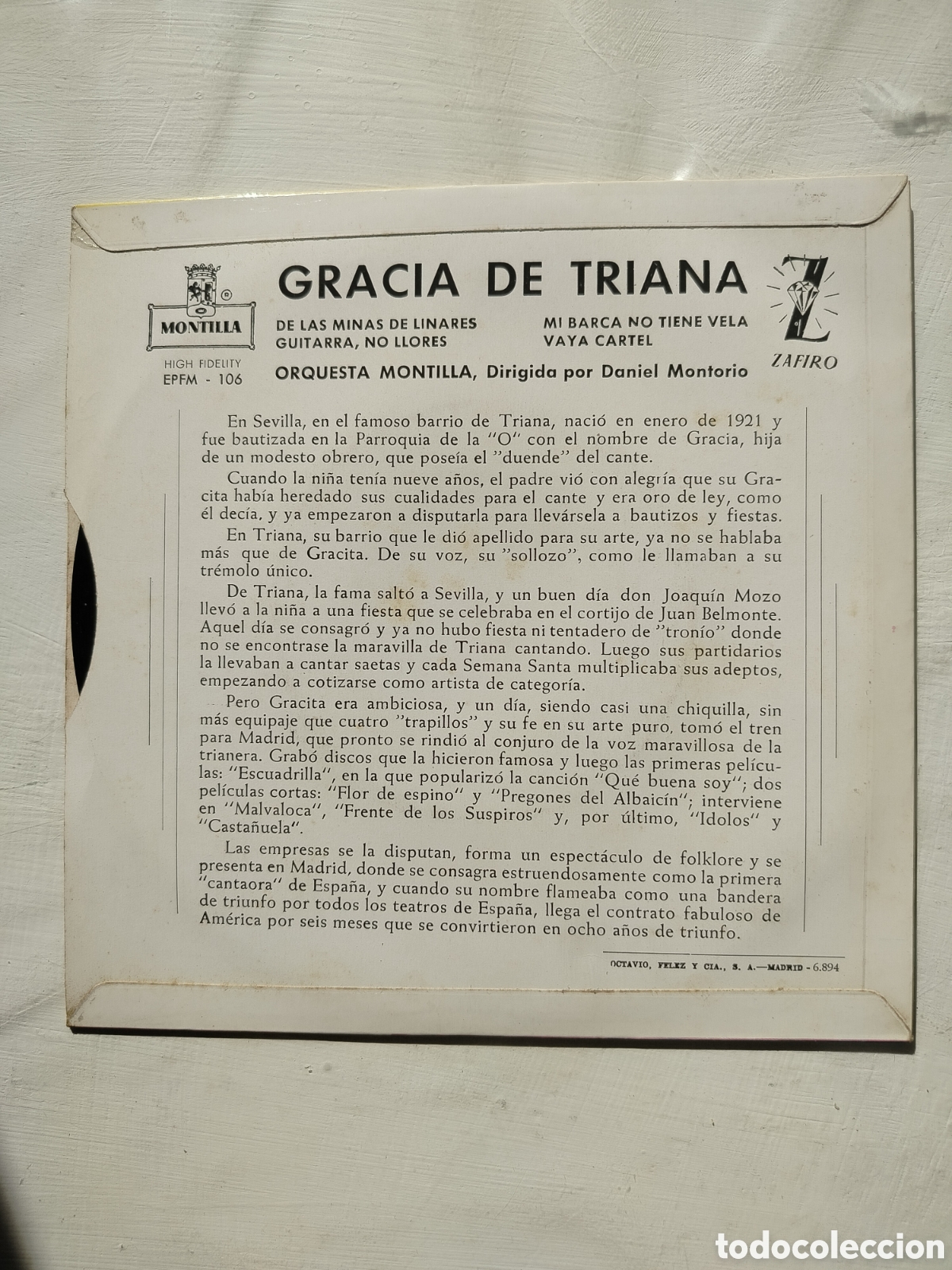 Discos de vinilo: Gracia de Triana EP 1959 - Foto 2