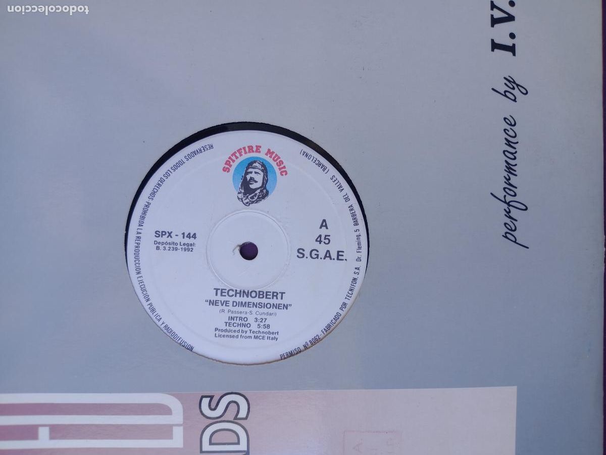 Discos de vinilo: Technobert &lrm;&ndash; Neve Dimensionen - MAXI SPITFIRE 1992 - ELECTRONICA, TECHNO,