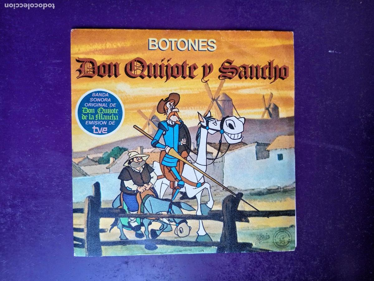 Discos de vinilo: BOTONES &ndash; DON QUIJOTE Y SANCHO - SG EPIC 1979 - MUY POCO USO - BSO SERIE TVE -