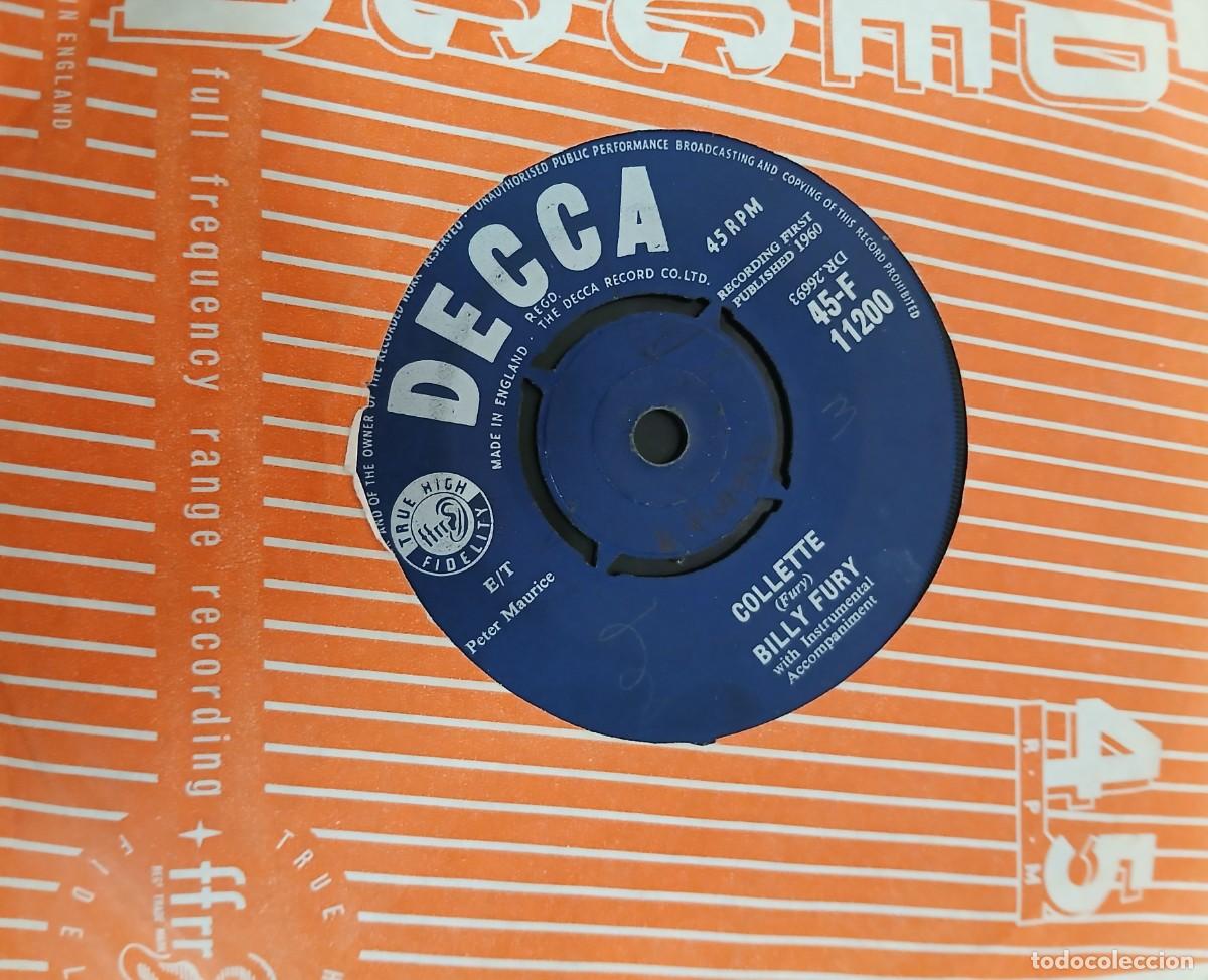 Discos de vinilo: Billy Fury - Collette/ Baby how I cried- Decca - UK 1960 SINGLE