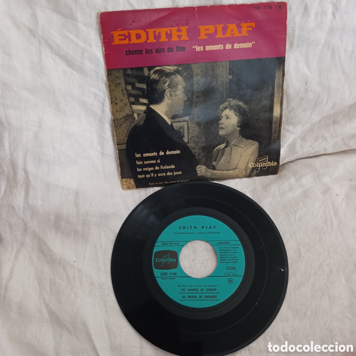 Discos de vinilo: Edith Piaf - Chante les airs du film &rdquo;Les Amants de Demain&rdquo; Vinilo EP 7&rdquo;(1958) Columbia