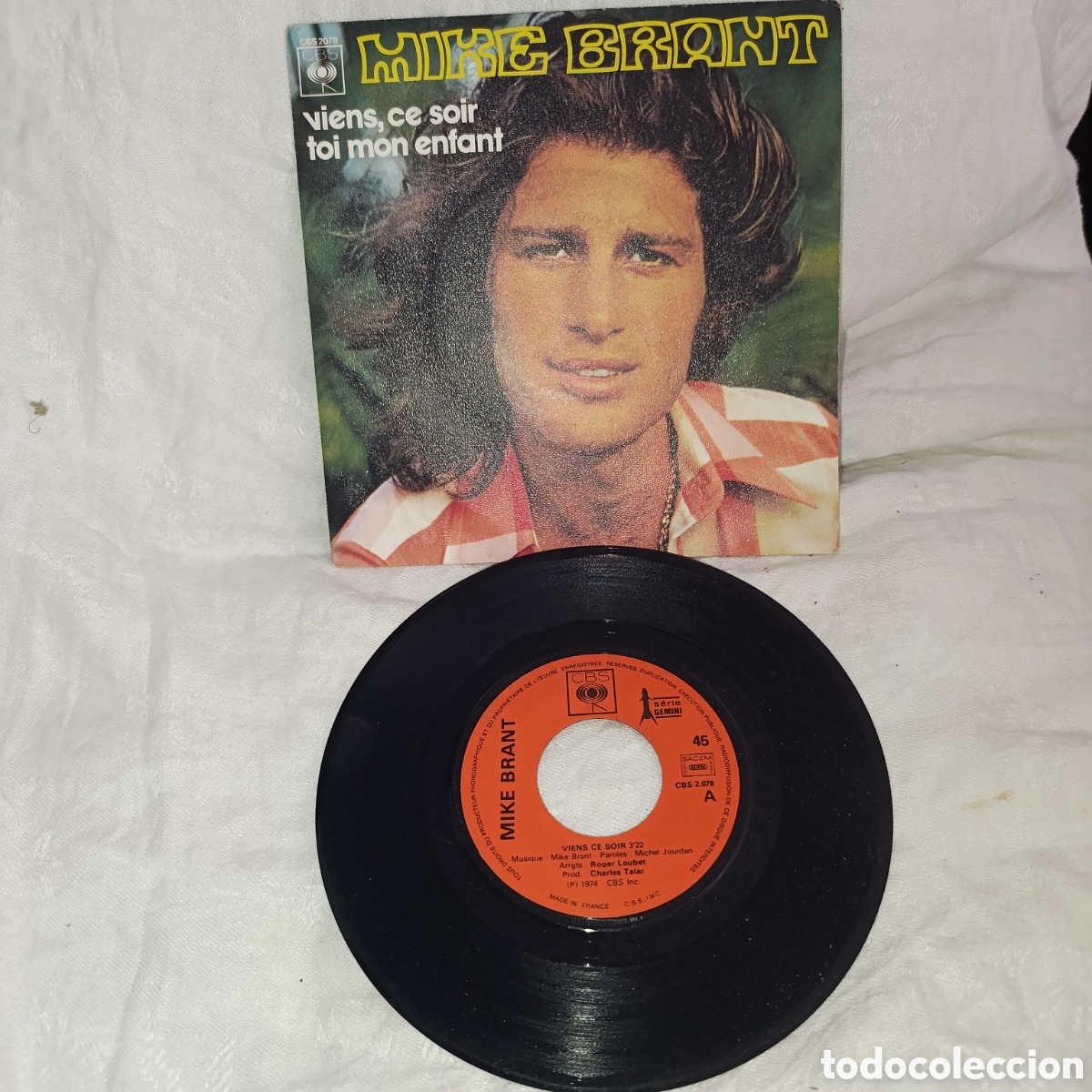 Discos de vinilo: Vinilo Single 7&rdquo; Mike Brant &ndash; Viens, Ce Soir / Toi Mon Enfant (1974)