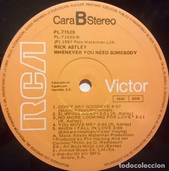 Discos de vinilo: Rick Astley, Whenever You Need Somebody - LP - Foto 4