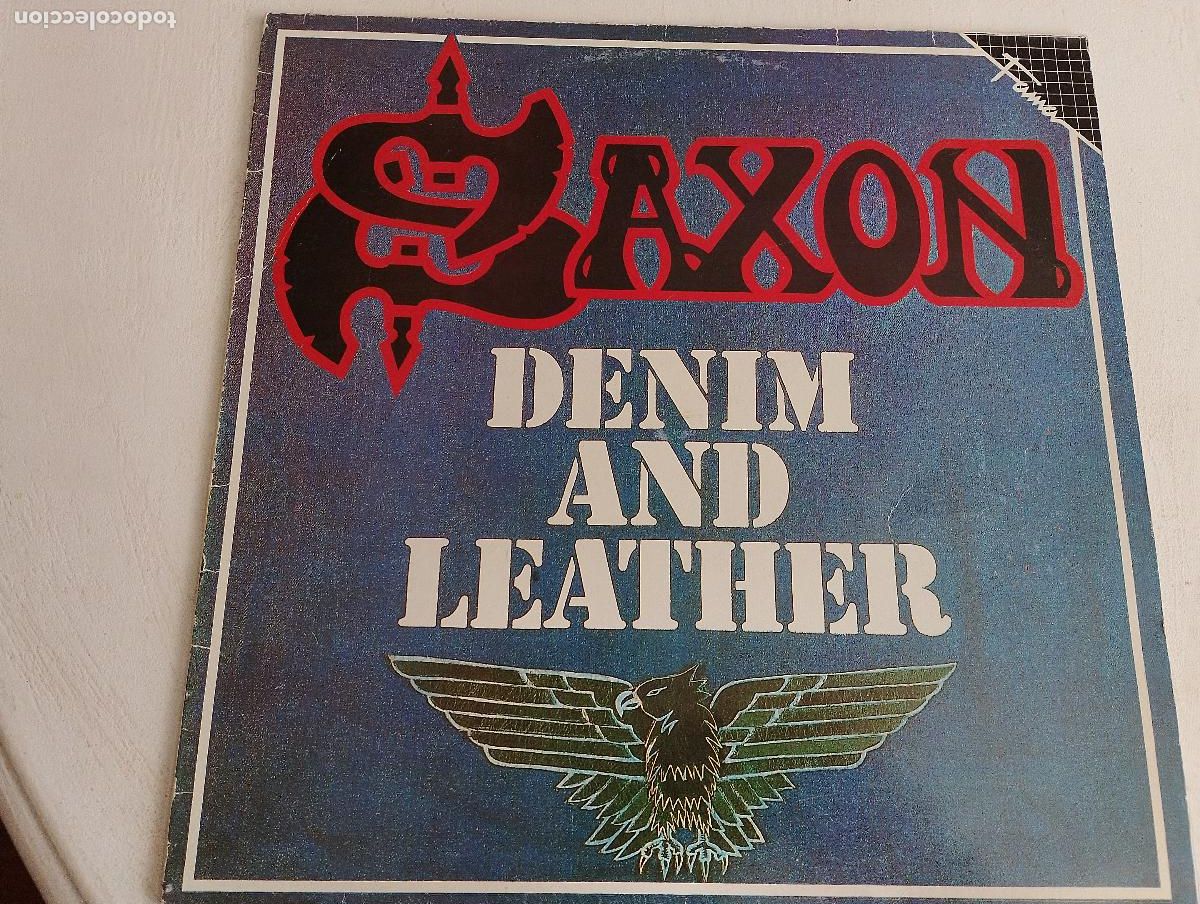 Discos de vinilo: Saxon &ndash; Denim And Leather, ed espa&ntilde;ola 1986, Hard Rock, Heavy Metal