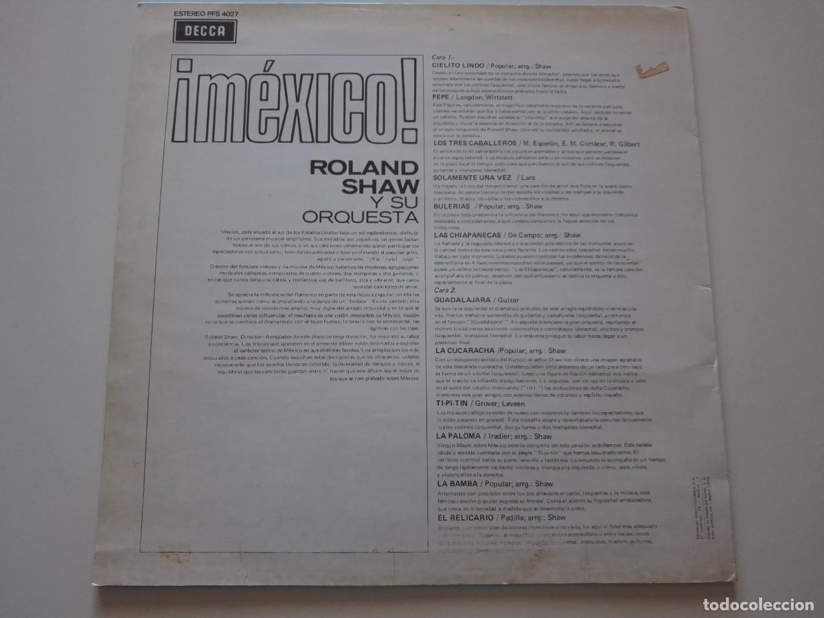 Discos de vinilo: Roland Shaw Y Su Orquesta &ndash; &iexcl;M&eacute;xico! - Foto 2