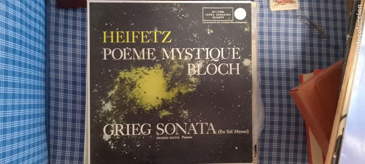 Discos de vinilo: Heifetz Po&egrave;me Mystique Bloch. Grieg. Sonata (En Sol Menor). RCA 3L16279