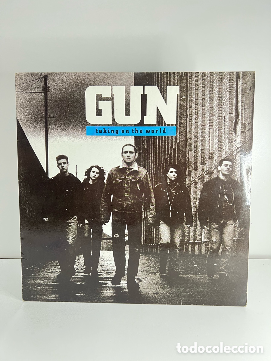 Discos de vinilo: GUN (LP) TAKING ON THE WORLD A&Ntilde;O &ndash; 1989 &ndash; ENCARTE CON LETRAS