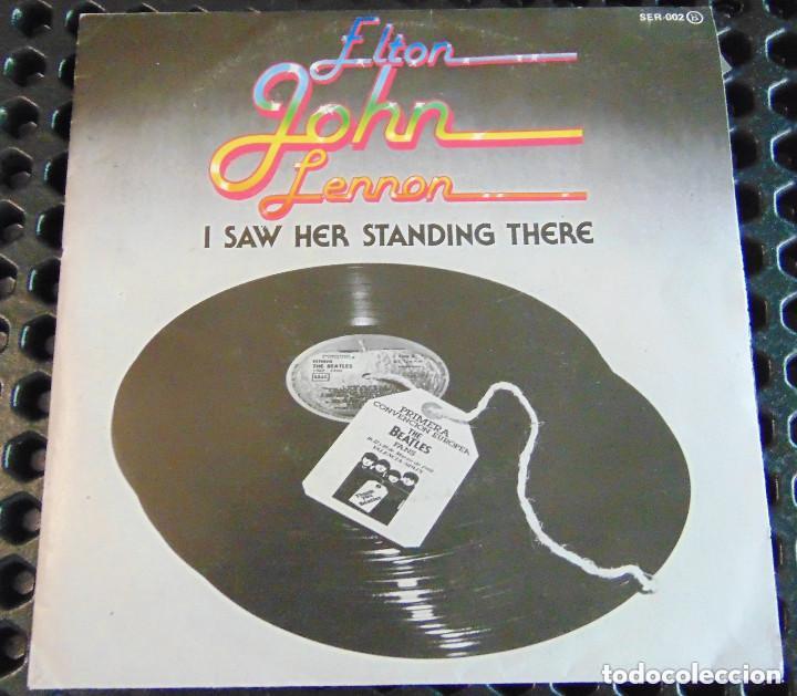 Discos de vinilo: Single exclusivo PRIMERA CONVENCI&Oacute;N EUROPEA DE FANS The Beatles Valencia 1981- Elton John Lennon