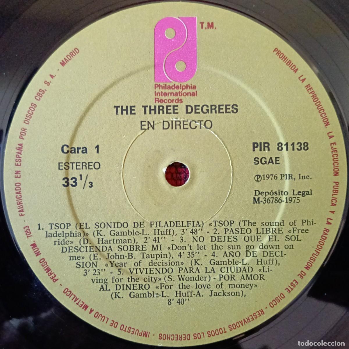 Discos de vinilo: THE THREE DEGREES ** The Three Degrees Live ** VINILO LP 1976 - Foto 3