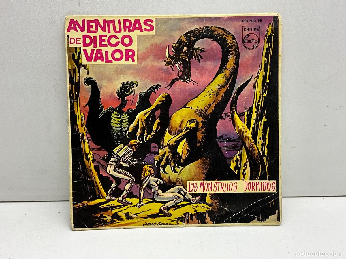 Discos de vinilo: AVENTURAS DE DIEGO VALOR - LOS MONSTRUOS DORMIDOS - SINGLE VINILO COLOR ROJO - A&Ntilde;OS 1962