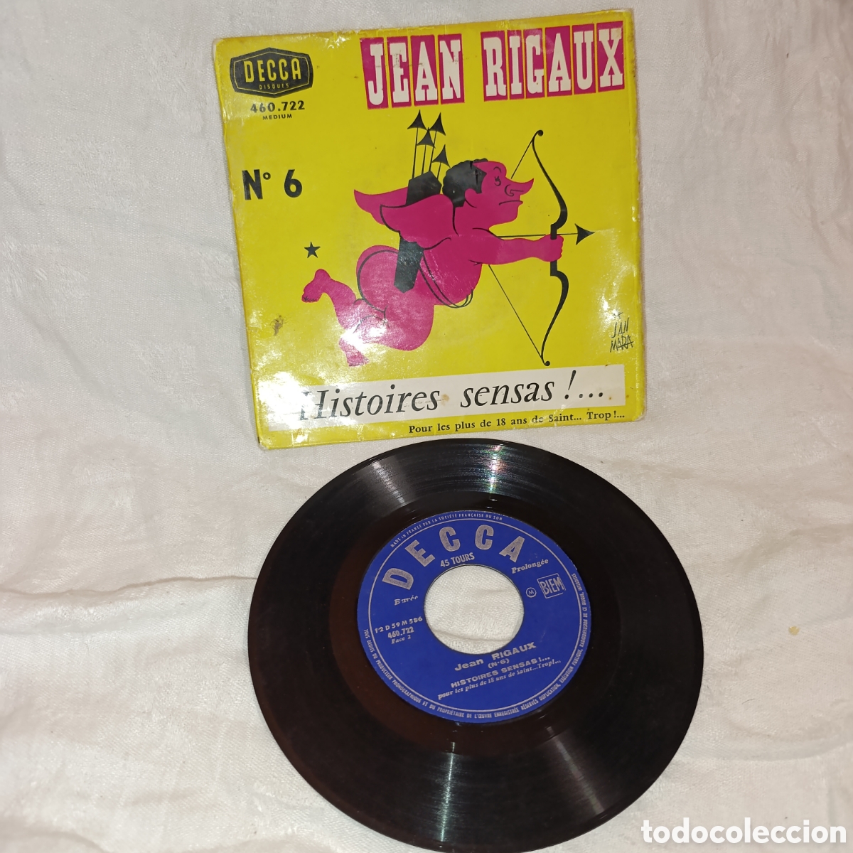 Discos de vinilo: Jean Rigaux &ndash; N&deg; 6 - Histoires Sensas !... (Decca, 1959) Francia,Vinilo EP 7&rdquo;