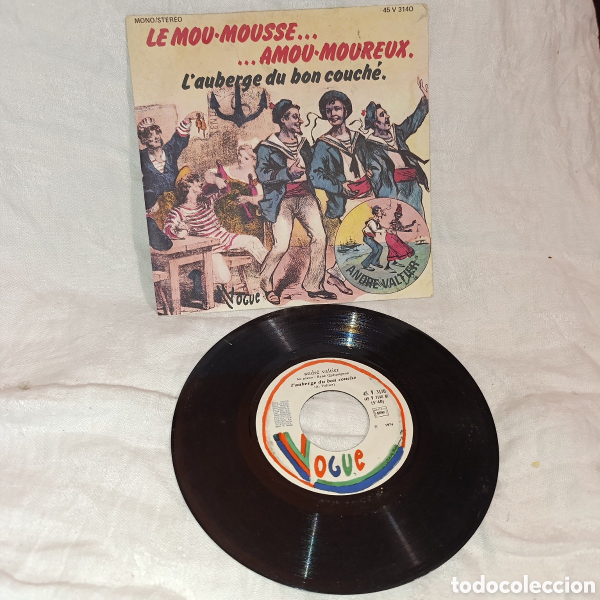 Discos de vinilo: Andr&eacute; Valtier &ndash; Le Mou-Mousse Amoureux (1974) Vogue Francia Vinilo 7&rdquo;