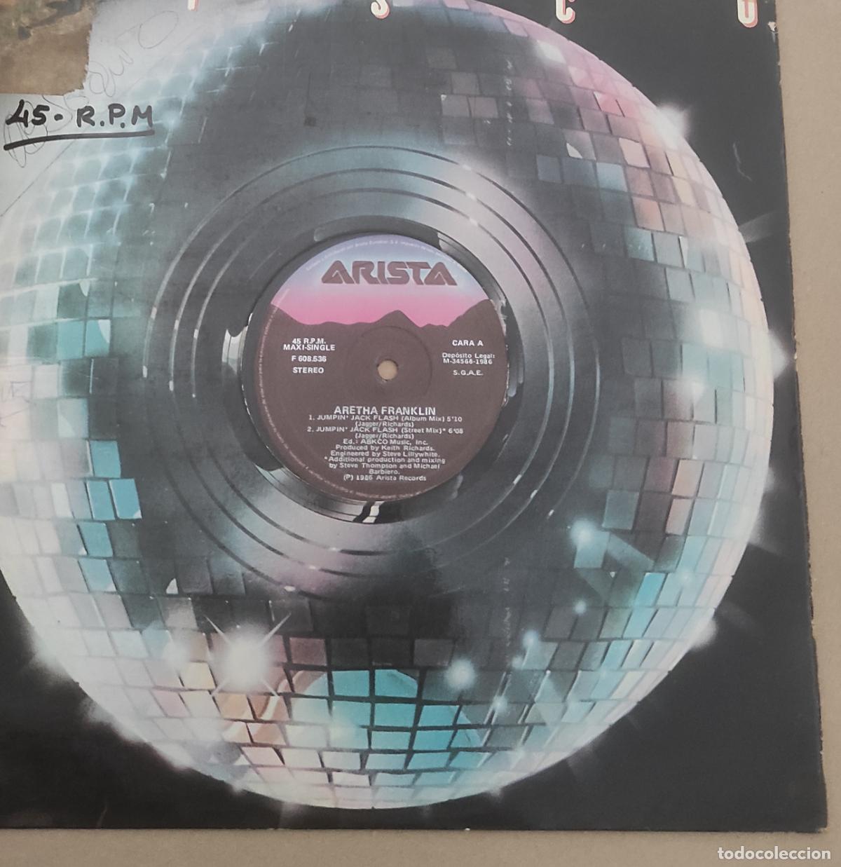 Discos de vinilo: Aretha Franklin &lrm;&ndash; Jumpin' Jack Flash MAXI SINGLE ARISTA 1986