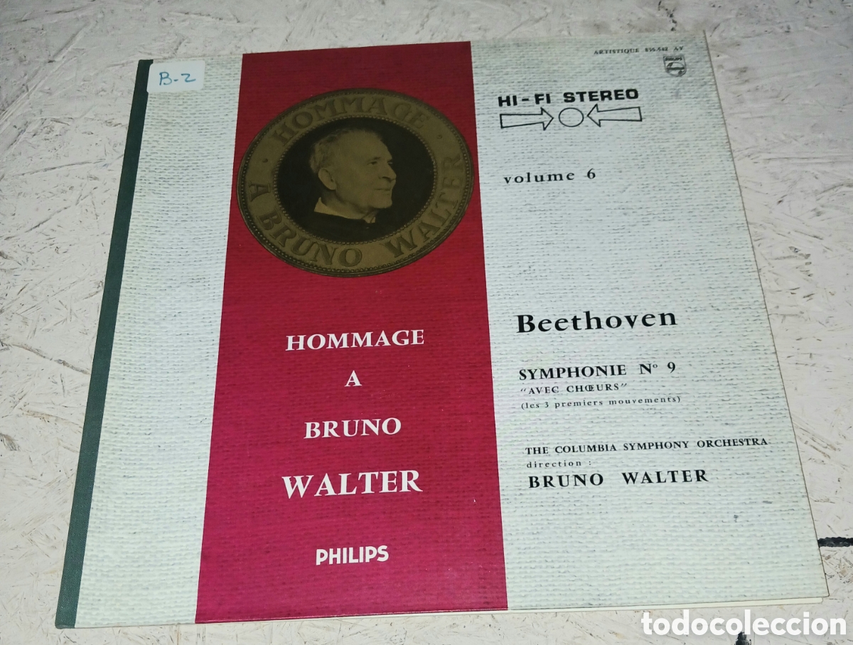 Discos de vinilo: Vinilo LP: Hommage &agrave; Bruno Walter, Vol. 6: Ludwig van Beethoven: Symphonie N&deg; 9 &rdquo;Avec Ch&oelig;urs&rdquo;