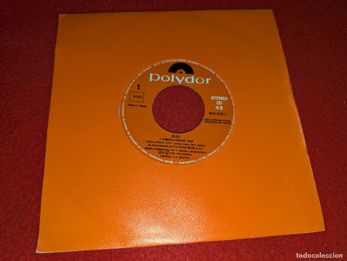 Discos de vinilo: DNI D.N.I. Vamos a privar 7'' SINGLE 1992 Polydor PROMO DOBLE CARA