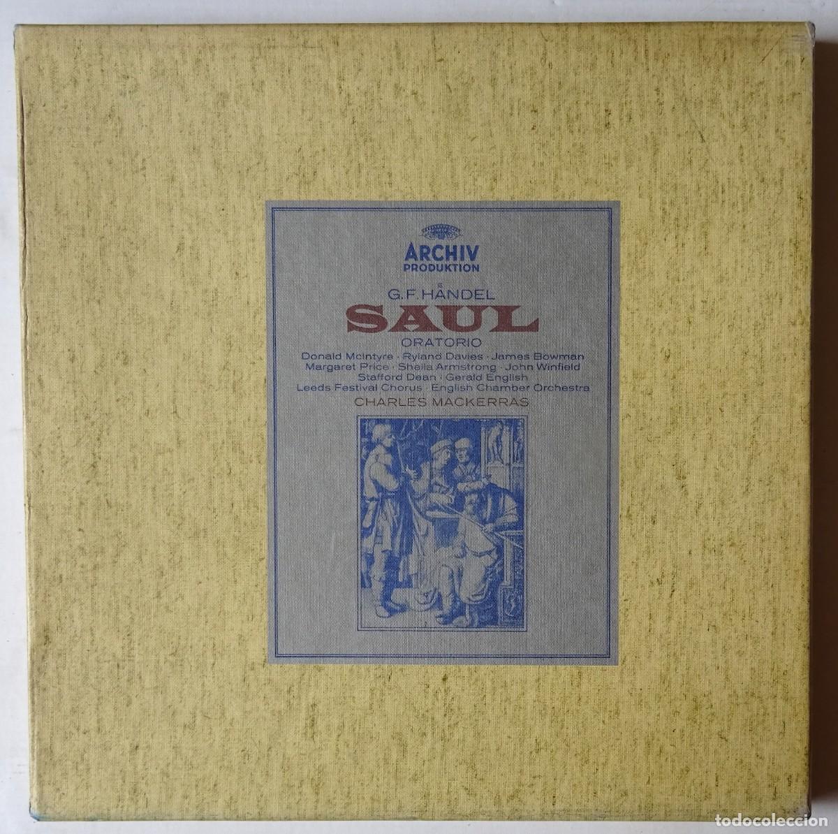 Disques de vinyle: G.F.Handel Saul-Oratorio-Charles Mackerras Caja 3LP Archiv Produktion Polydor Madrid 1973