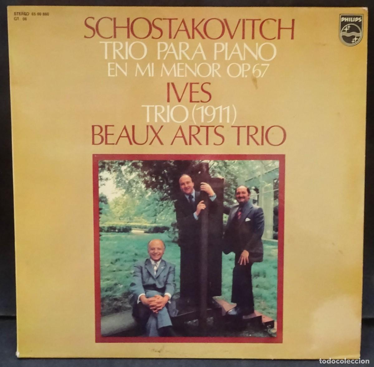Disques de vinyle: Schostakovitch - Trio para piano en mi menor Op.67 Ives - Beaux arts trio
