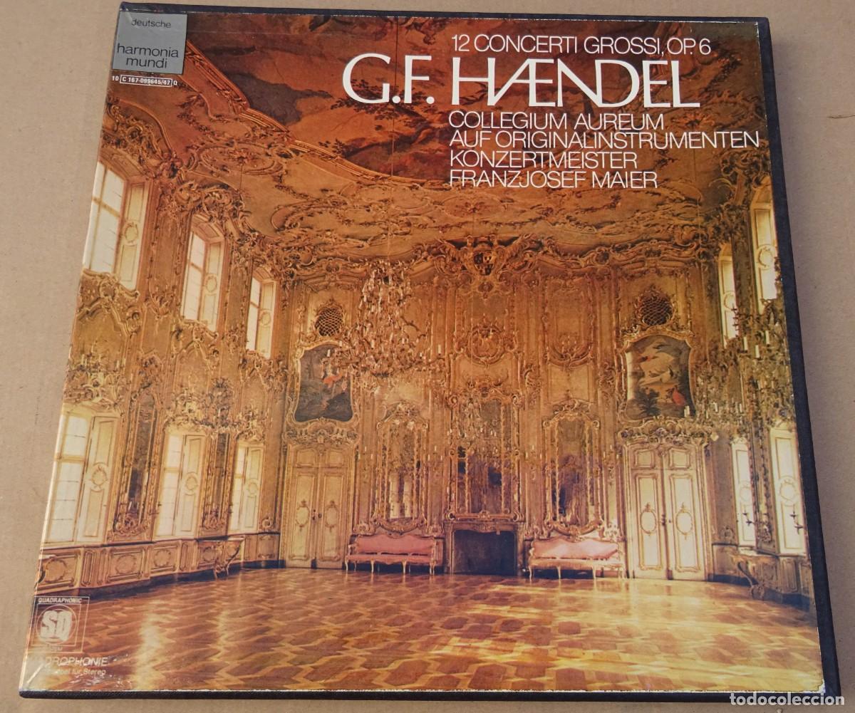 Vinyl records: HAENDEL. 12 CONCERTI GROSSI, OP.6 Franzjosef Maier Harmonia mund Estuche 3 LPs
