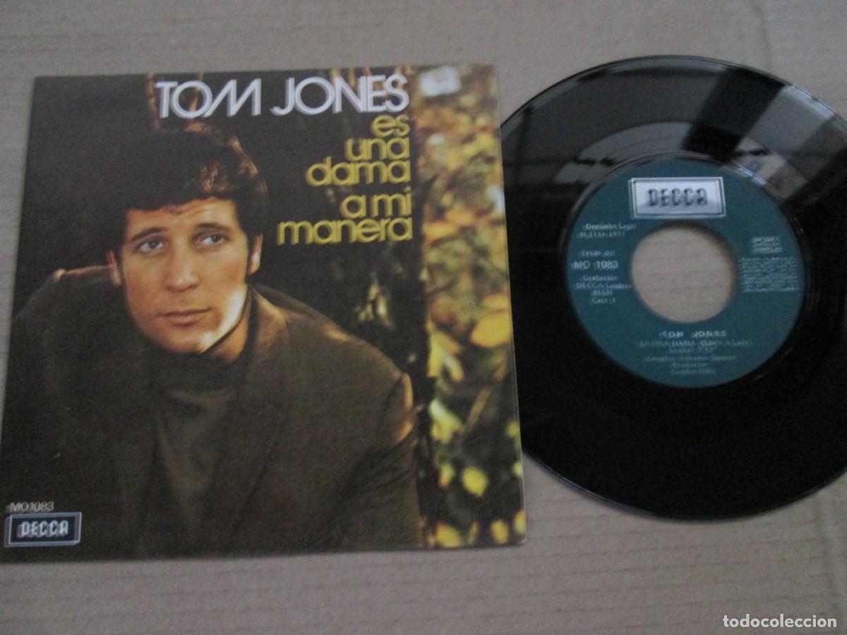Discos de vinilo: TOM JONES - Es una Dama / A mi Manera. Single, ed espa&ntilde;ola 7&rdquo; 1971. Magn&iacute;fico estado (VG+/NM)