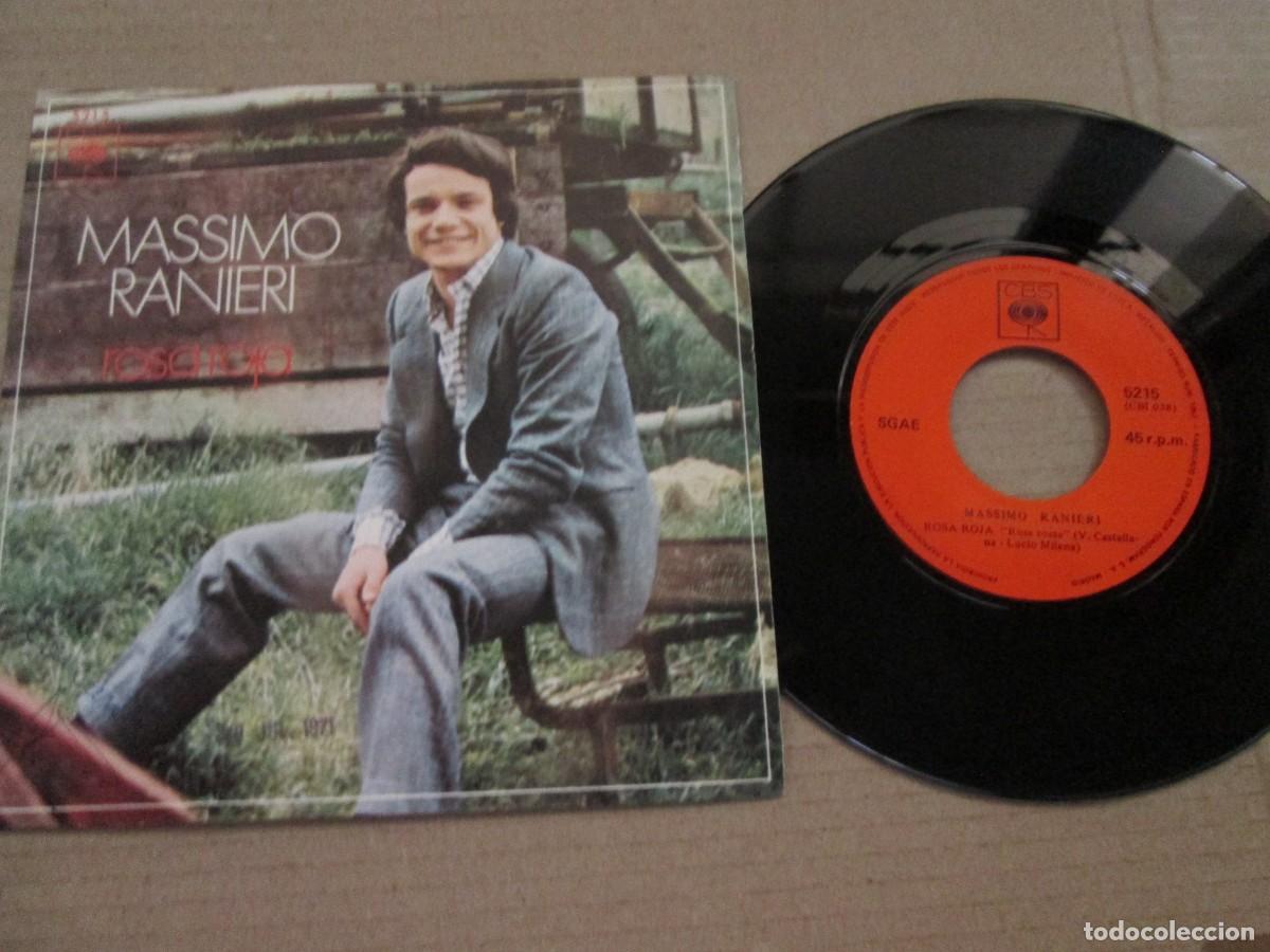 Discos de vinilo: MASSIMO RANIERI - Rosa Roja / Si ardiera la ciudad. Single, ed espa&ntilde;ola 7&rdquo; 1970. Magn&iacute;fico VG+/NM