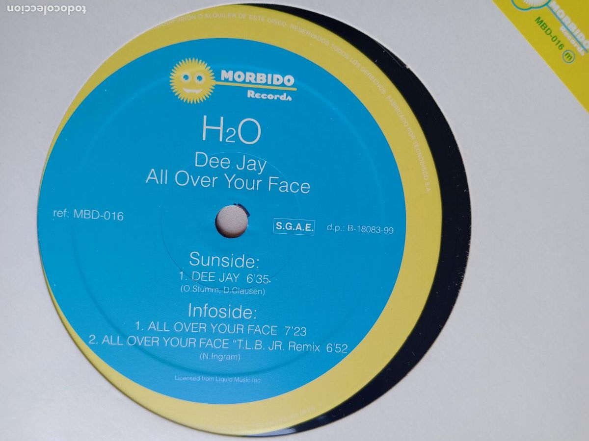 Discos de vinilo: H2O &lrm;&ndash; All Over Your Face - MAXI MORBIDO 1999 - ELECTRONICA, HOUSE