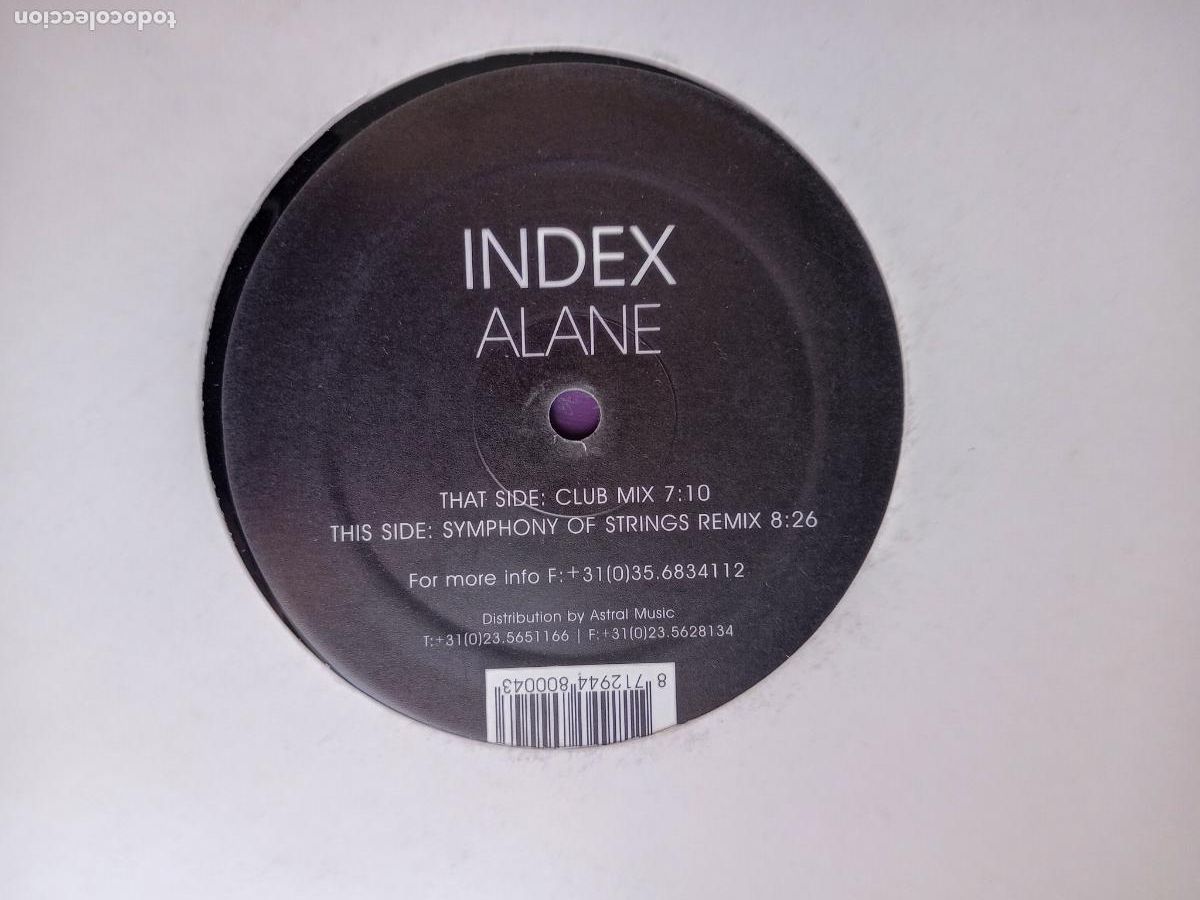 Discos de vinilo: Index &lrm;&ndash; Alane - MAXI RR 2002 - ELECTRONICA, TRANCE