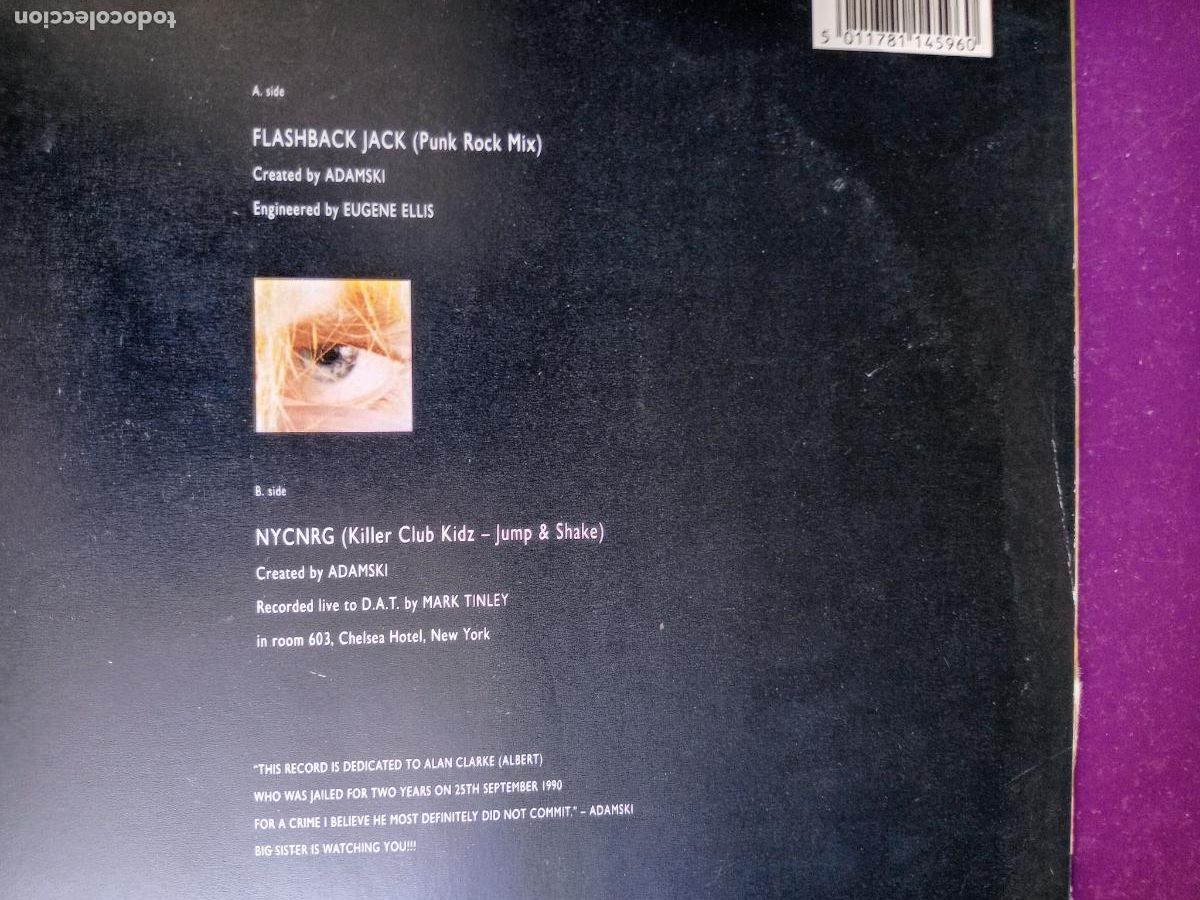 Discos de vinilo: Adamski &ndash; Flashback Jack - MAXI MCA 1990 - ELECTRONICA, HOUSE - Foto 2
