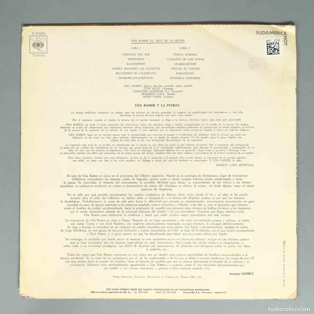 Discos de vinilo: LP. El Arte de la Quena - U&ntilde;a Ramos - Foto 2