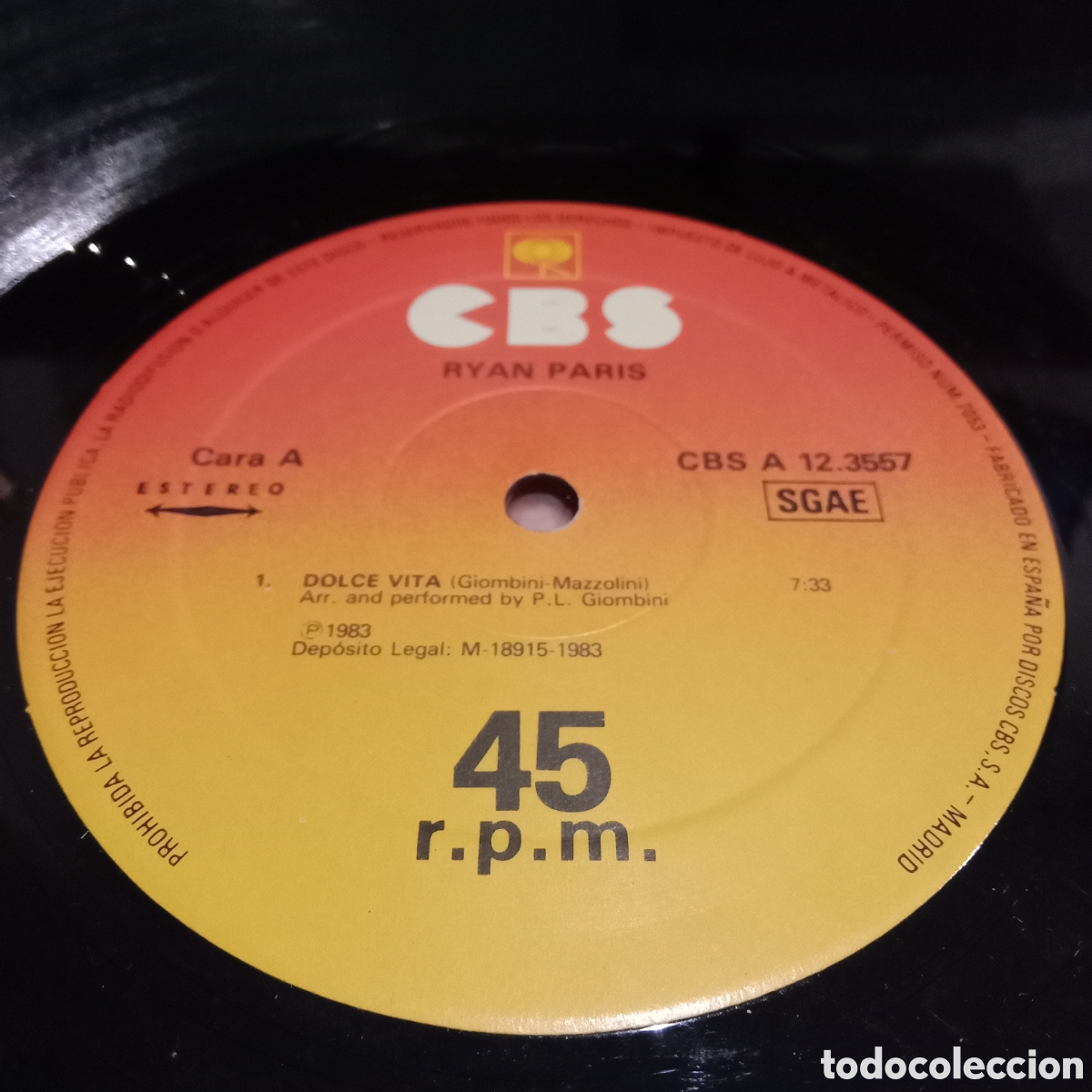 Discos de vinilo: RYAN PARIS - DOLCE VITA - MAXI-SINGLE 12&rdquo; - Foto 3