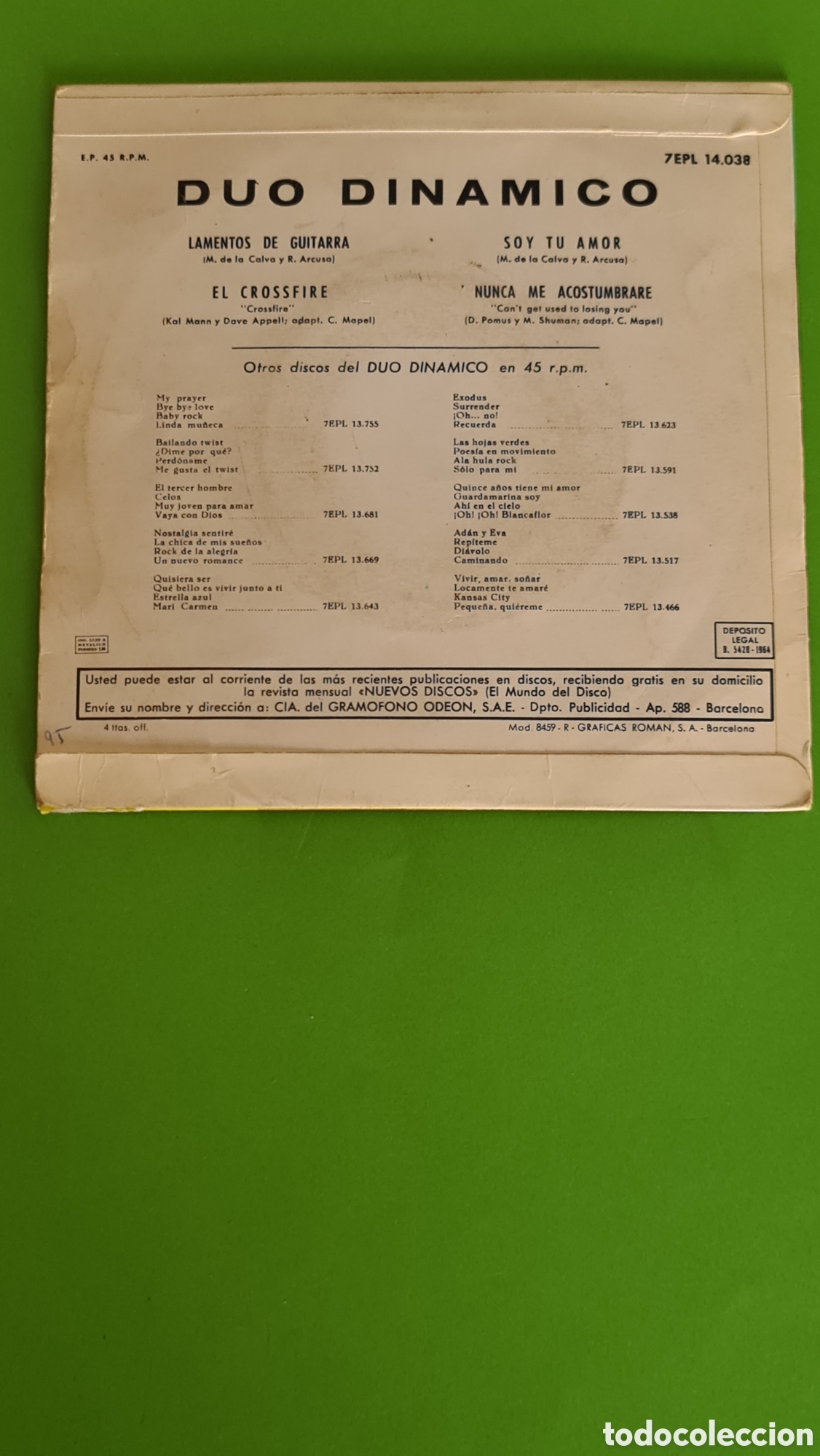 Discos de vinilo: Single DUO DINAMICO / A&ntilde;o (1964) - Foto 4
