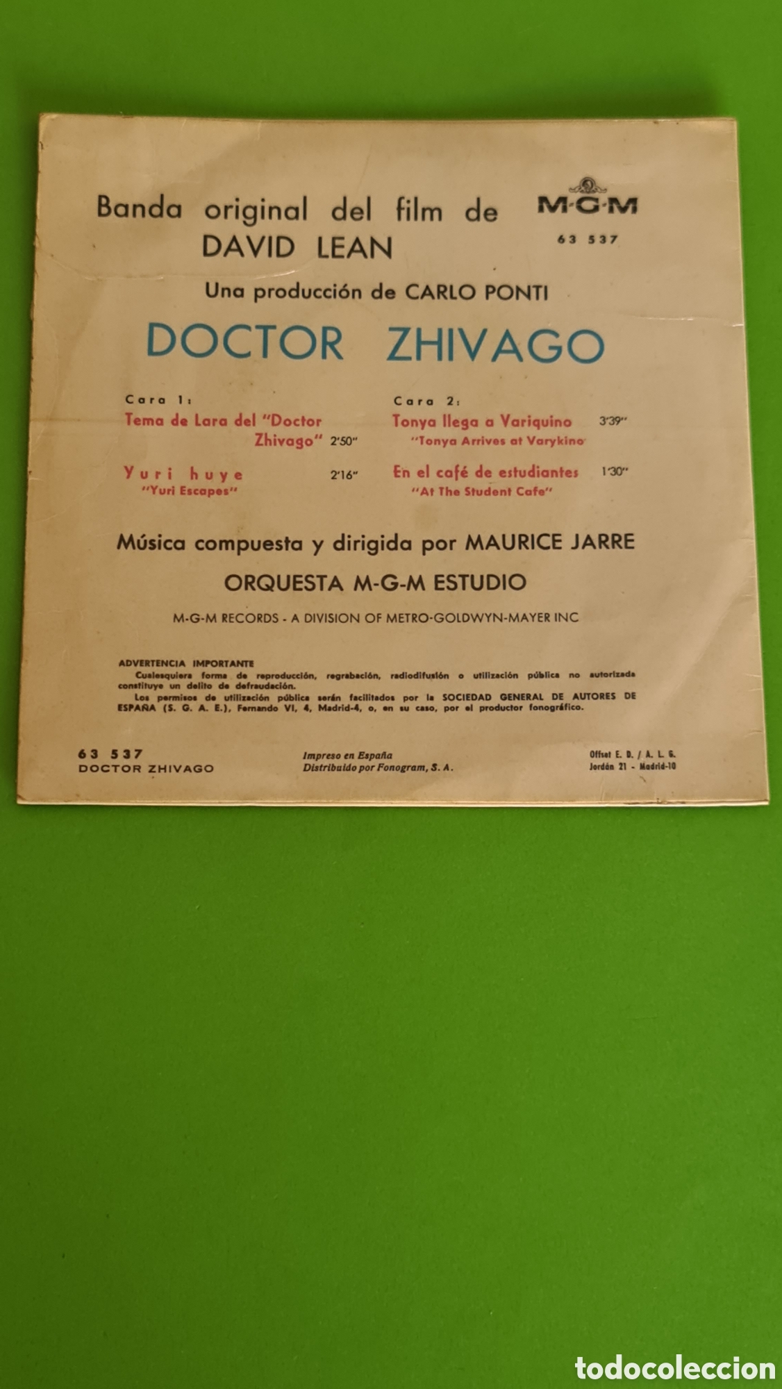 Discos de vinilo: Single Tema de Lara/ Doctor Zhivago - Foto 5