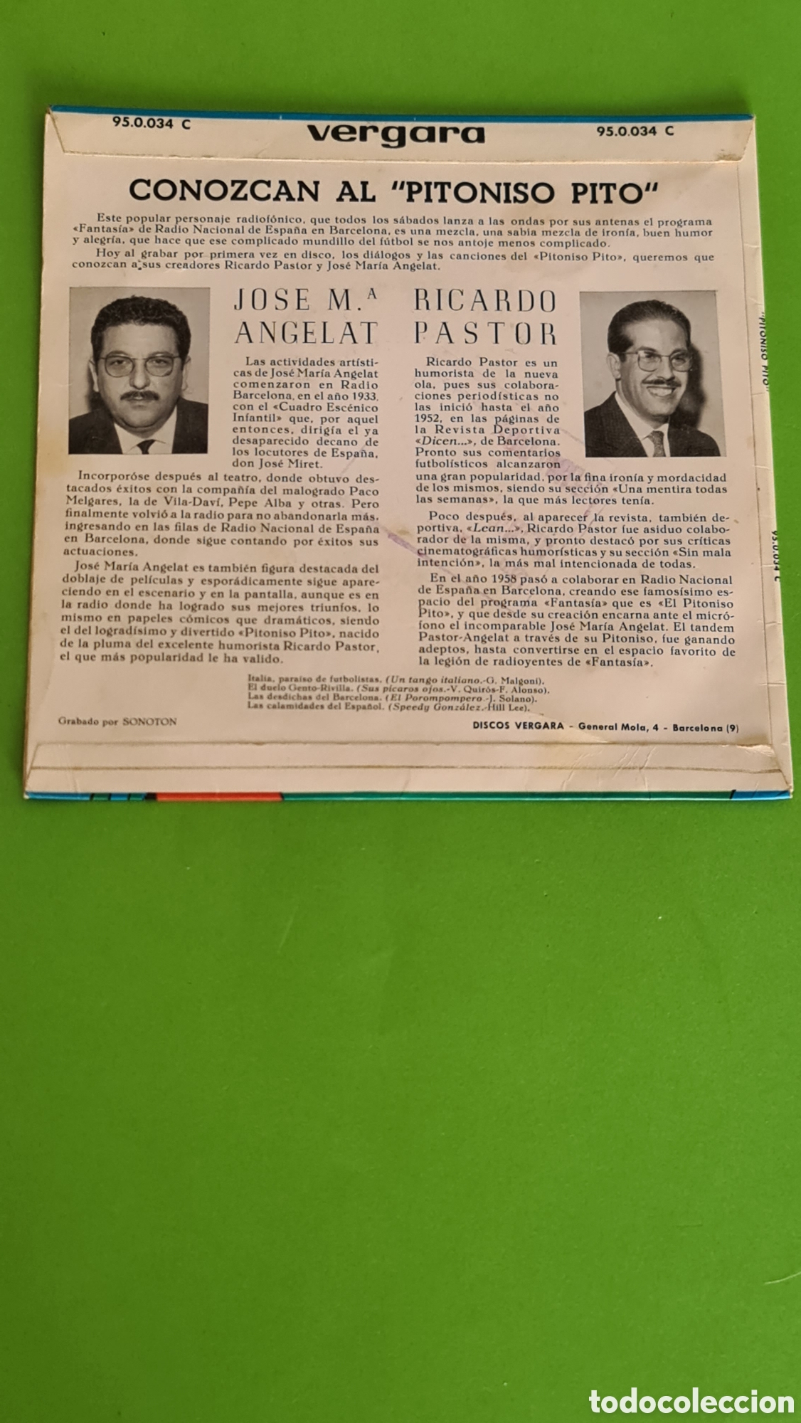 Discos de vinilo: Single El Pitoniso Pito / A&ntilde;o (1963) - Foto 4