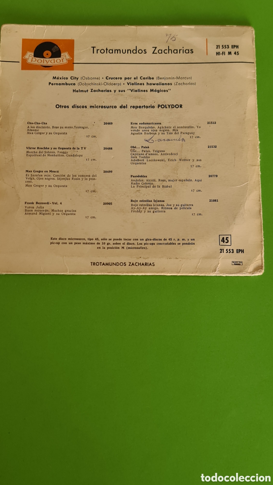 Discos de vinilo: Single El Trotamundos Zacharias - Foto 4