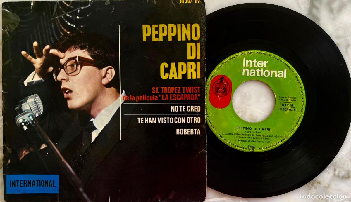 Discos de vinilo: PEPPINO DI CAPRI. ST. TROPEZ TWIST. DEL FILM LA ESCAPADA. EP ESPA&Ntilde;A 4 TEMAS 1964