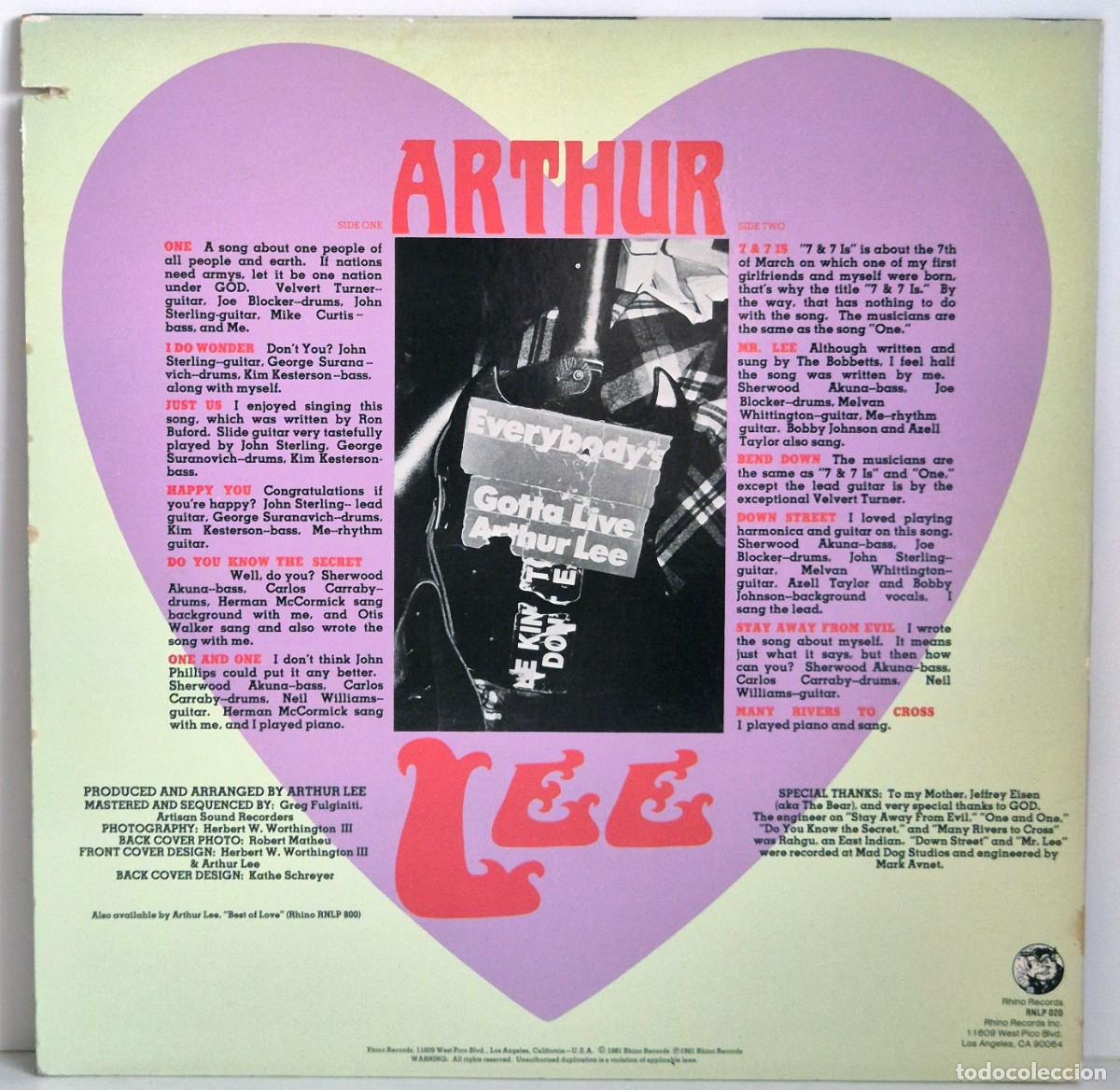 Discos de vinilo: Arthur Lee (Love) - Arthur Lee (1981) LP vinilo - Foto 2