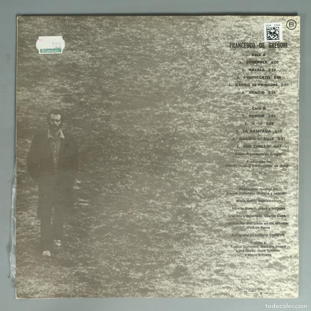 Discos de vinilo: LP. De Gregori - Francesco De Gregori - Foto 2